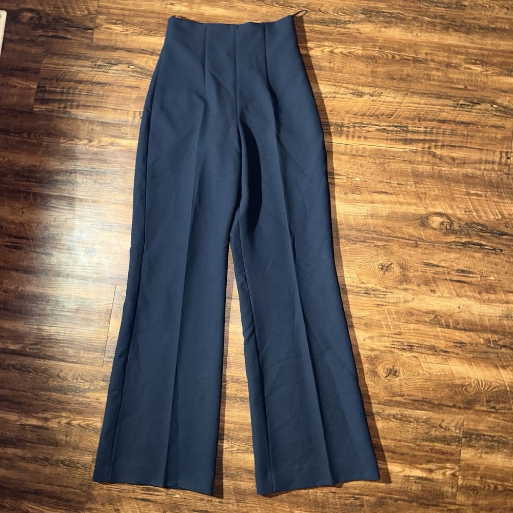 Zara Navy Wide Leg Trousers Women's Small NEW $70